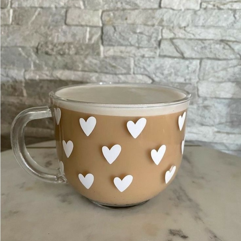 Heart Design Glass Coffee Mug